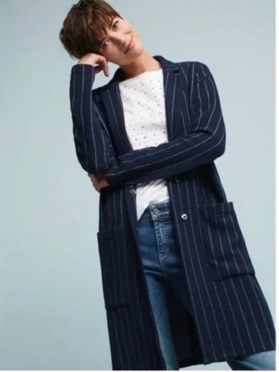 Harlyn Jackets & Blazers - Harlyn Anthropologie Women's Navy Blue Red Stripe Jacket_Small
